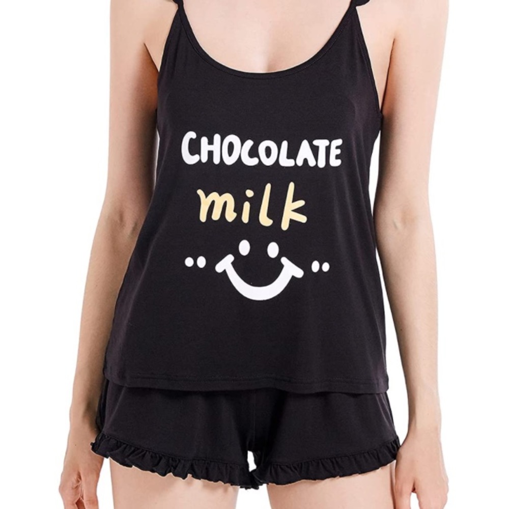 Cami Pj Sets for Women Two-Piece Sleepwear Scoop Neck Cute Print Nightwear L/XL